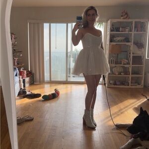 Selkie Sparkling White Strapless Mini Dress